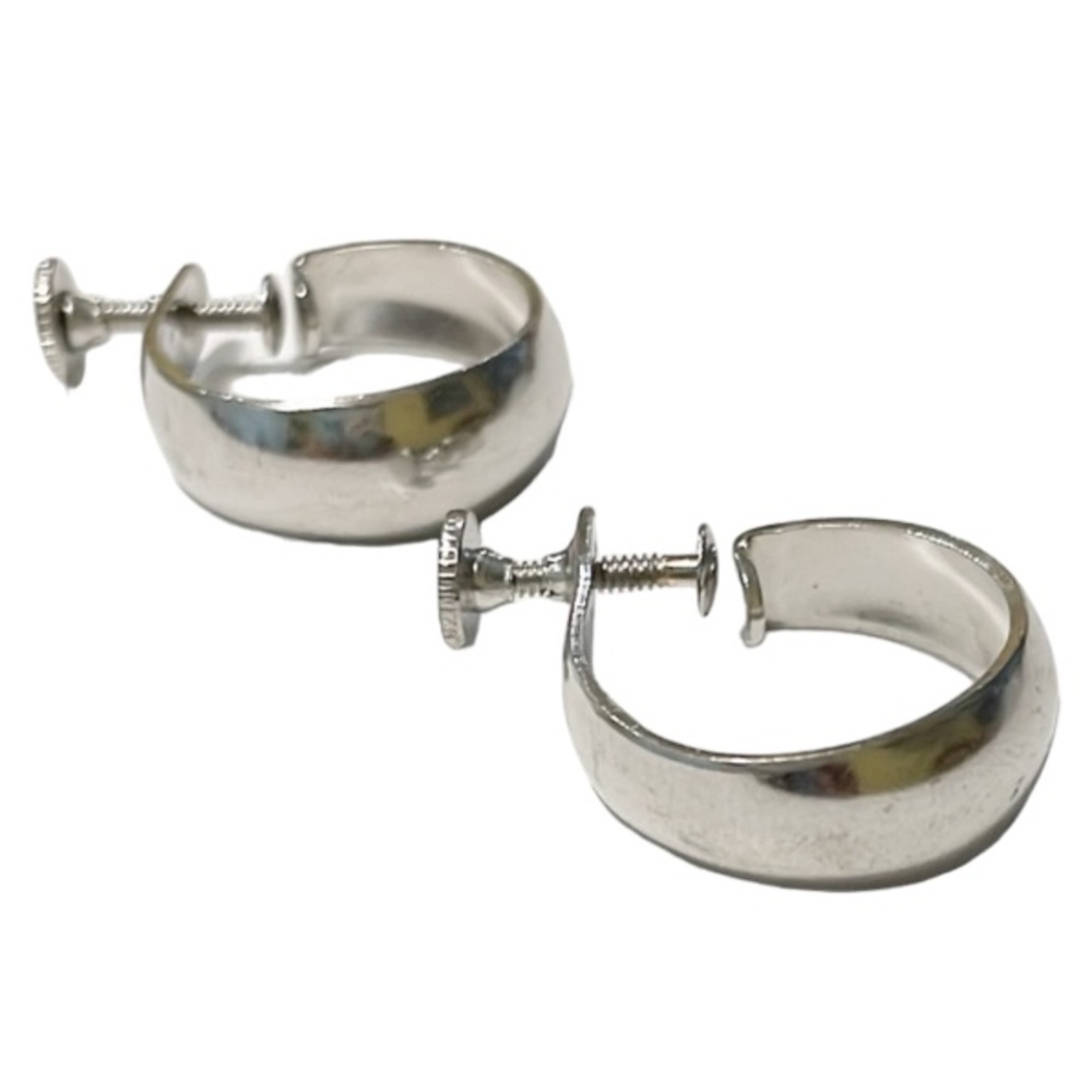 Vintage silver adjustable clip on hoop earrings